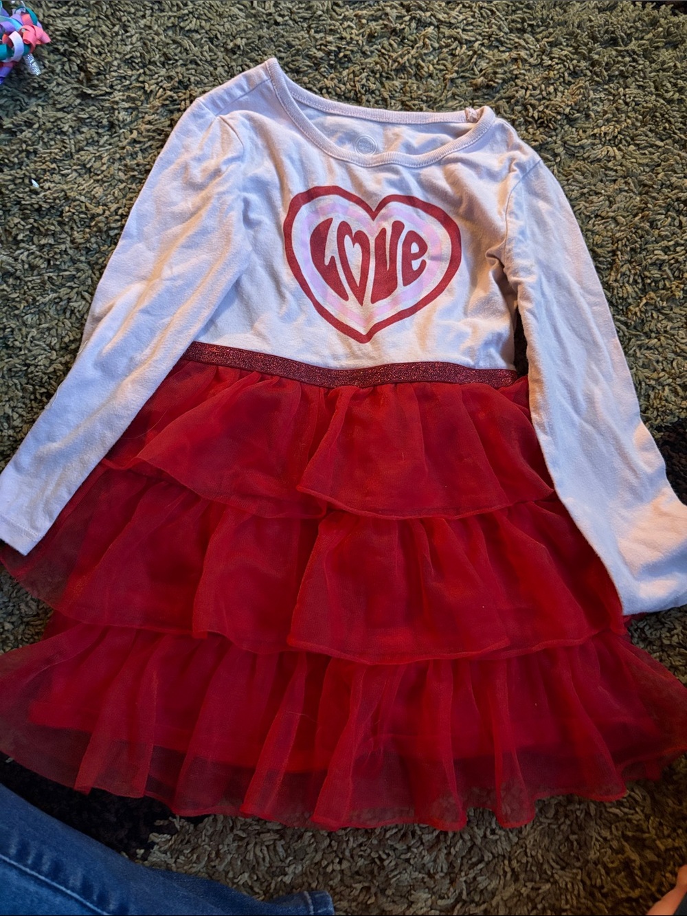 wonder nation White and Red "Love" Tulle Tiered Dress - Girls